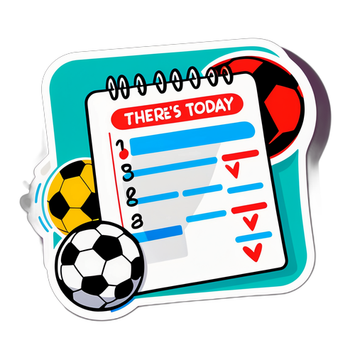 Desenho divertido de um calendário marcando 'hoje tem jogo'