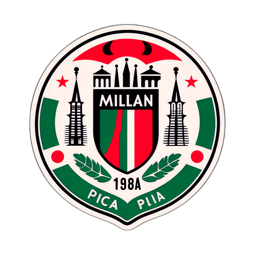 Stiker Retro Warna dan Logo Sejarah AC Milan dan Pisa