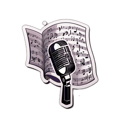 En klistermärke med mikrofon och notblad från 'Idol'