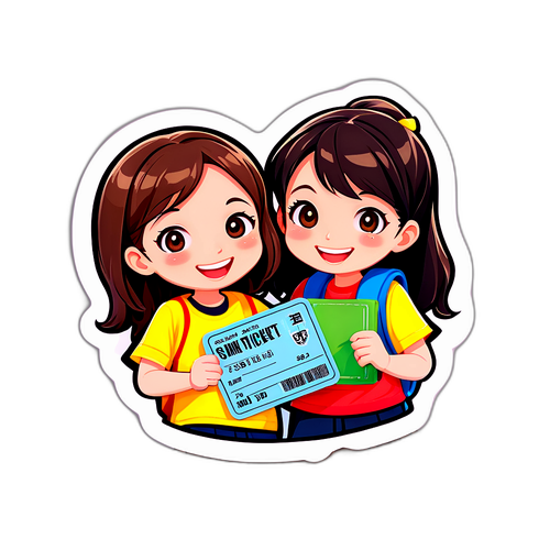 Dos Compañeras Compartiendo su Boleto Estudiantil