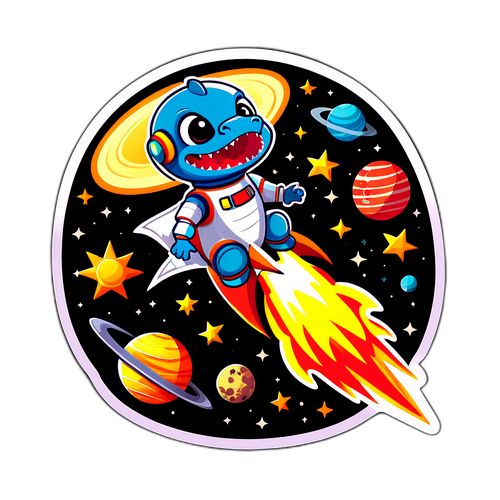 Schattige Draak Ruimtevaart Sticker