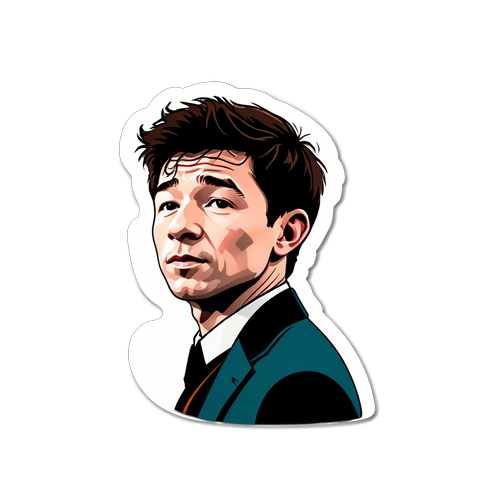 Minimalistisk kunstnerisk klistremerke av Barry Keoghan