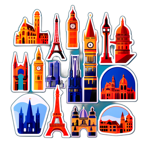 Geometrikus formák európai városok látképeivel