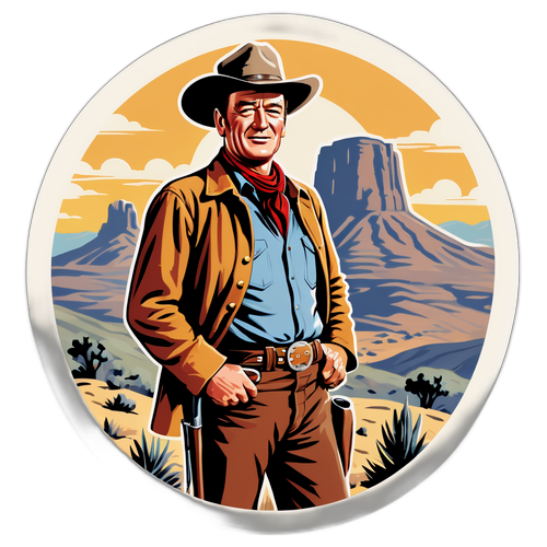 Vintage stylowy naklejka z Johnem Wayne'em