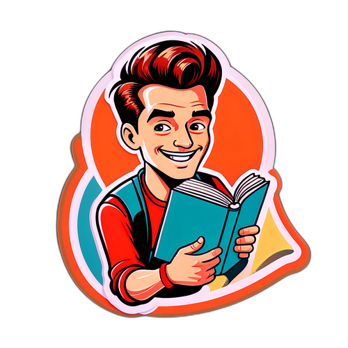 Pan Korczarowski z alternatywną fryzurą, trzymający książkę