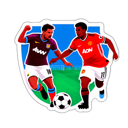 Sticker Pertandingan Bola Sepak Aston Villa vs Manchester United