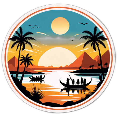 Sticker ya Mto Nile na Mashua za Sudan
