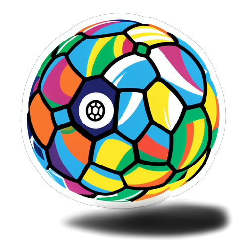 Renkli Çizgilerle Sarmalanmış Futbol Topu