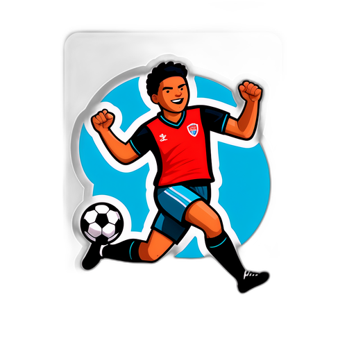 Hình dán thể hiện tinh thần thể thao với cầu thủ thi đấu trên sân