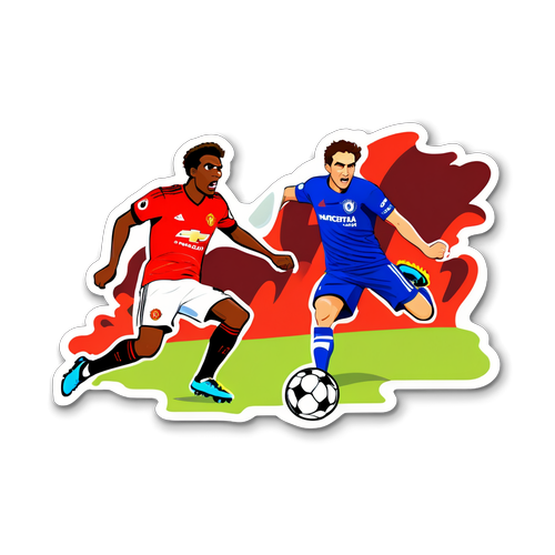 Manchester United ve Chelsea Futbol Maçı Stickerı