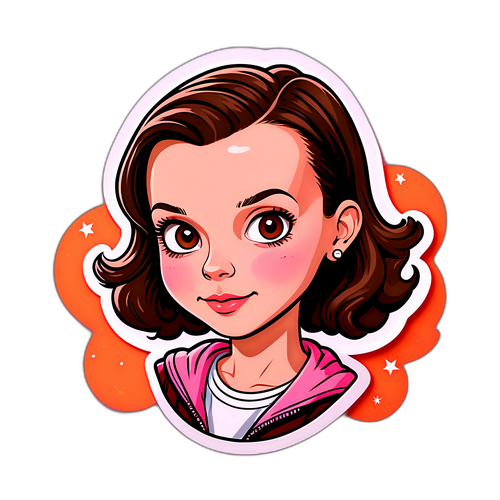 Stylizowana naklejka z Millie Bobby Brown