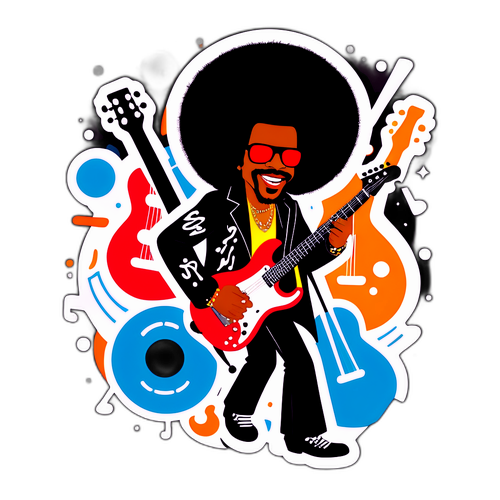 Diseño de sticker con Sly Stone en el escenario