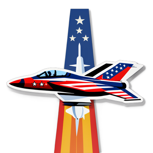 Sticker mit amerikanischer Flagge und Kampfjet