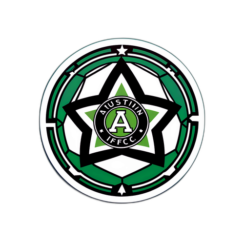 Diseño de una pelota de fútbol con los colores y logo de Austin FC