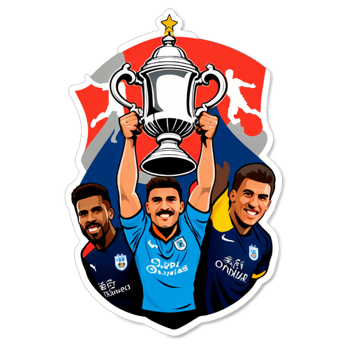 สติกเกอร์ธีมฟุตบอล featuring นักเตะชื่อดังยกถ้วย FA Cup