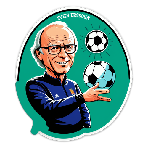 Gå ikke glipp av denne fantastiske klistremerket av Sven-Göran Eriksson i aksjon – Perfekt for fotballfans!