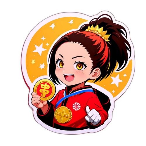 花谷虎が金メダルを持つシンプルデザイン