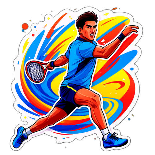 Stiker Carlos Alcaraz Hitting Forehand