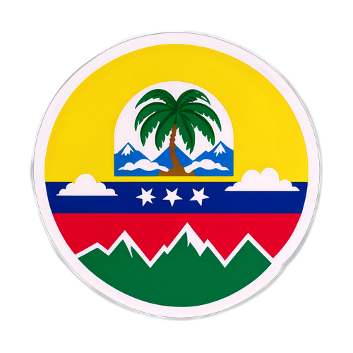 Venezuela Bayrağı ve Tropik Manzara Sticker