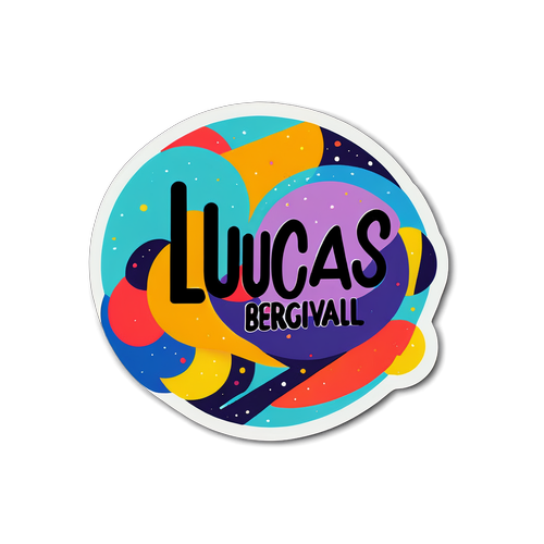 Minimalist klistremerke med navnet 'Lucas Bergvall'