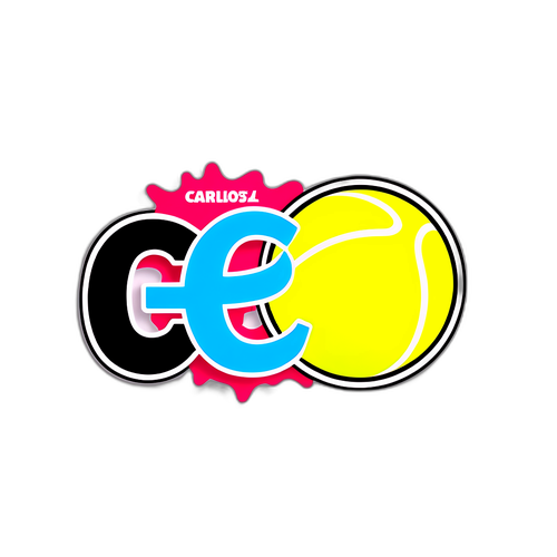 Minimalistisches Design eines Tennisballs mit dem Namen "Carlos Alcaraz"