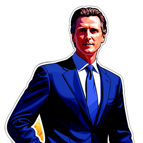 Gavin Newsom ve svém typickém obleku na pozadí kalifornské krajiny