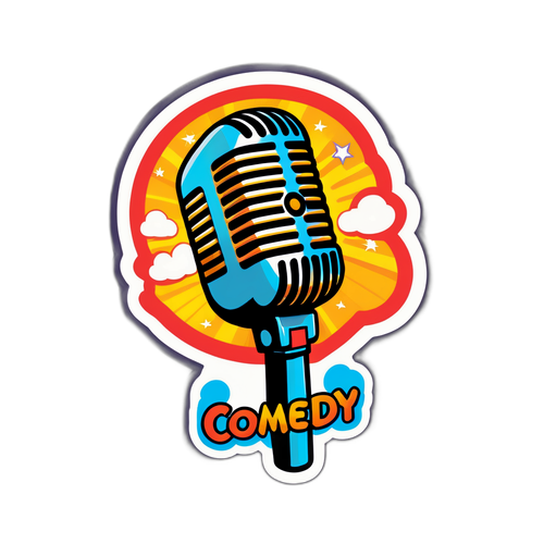 Retro Microfoon Sticker voor Comedy Night