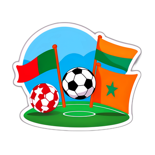 Pemandangan Ceria Bendera Morocco dan Niger di Padang Bola Sepak