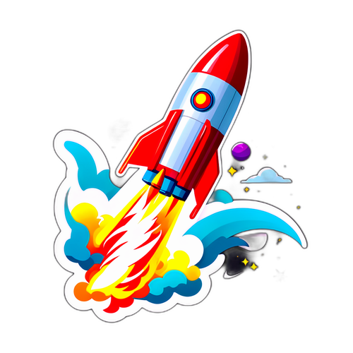 Стильна ілюстрація китайської ракети, що запускається в космос