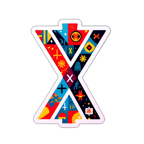 Minimalistní design s velkými stylizovanými písmeny 'X'