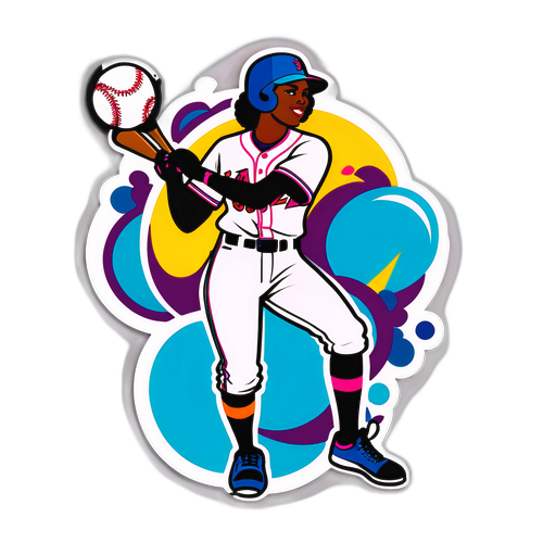 Vibrant Baseball Action Sticker