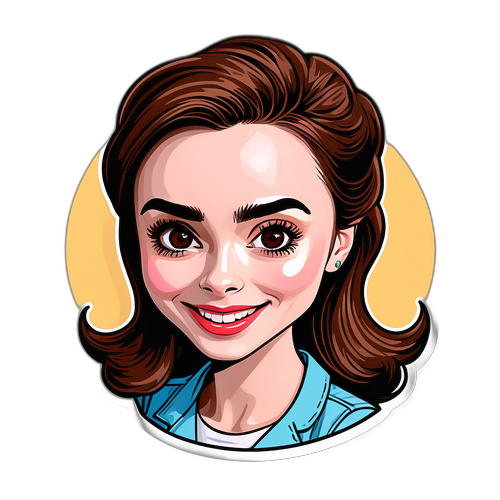Adesivo Divertido com Caricatura de Lily Collins