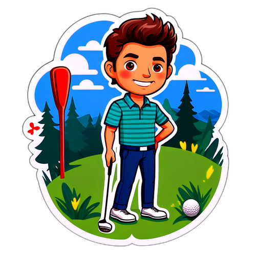 Sticker av Adam Scott som håller en golfklubba