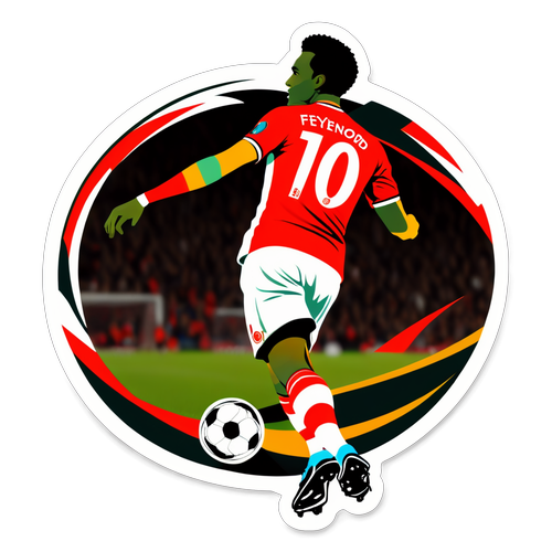 Sticker van een voetbal met de clubkleuren van Feyenoord