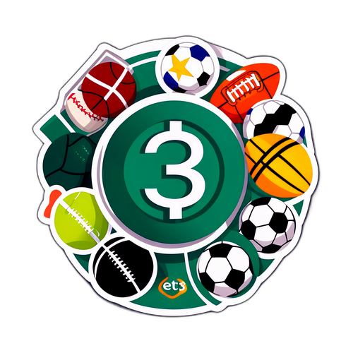 איור יצירתי של לוגו Bet365 עם סמלים ספורטיביים