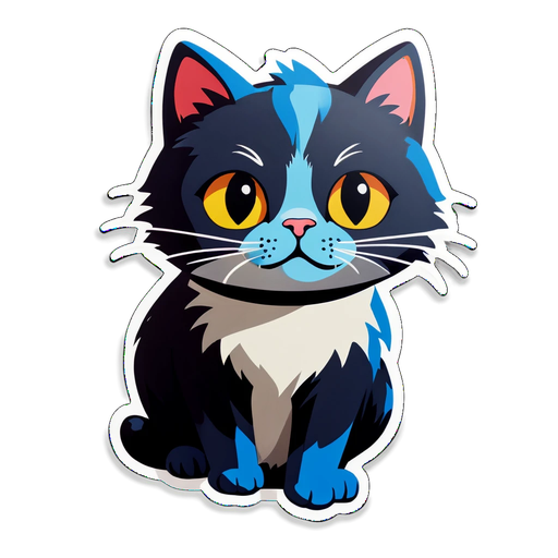 Unleash the Joy: Meet the Adorable Blue-Tinted Cat Sticker Everyone is Talking About!