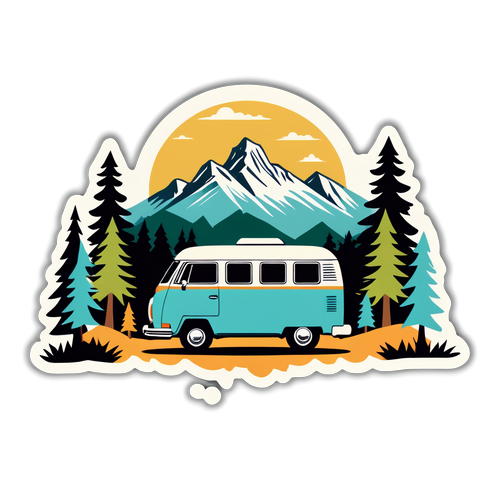 Unleash Your Wanderlust: The Vintage Camper Van Sticker That Captures Adventure!