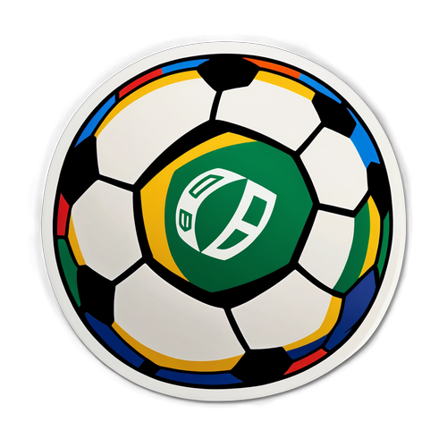 Desenho de uma bola de futebol com logotipos de várias equipes