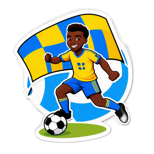 Karikatur Ceria Anthony Elanga Dribbling Bola Sepak