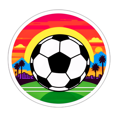 Stiker Sunset LA dengan Bola Sepak