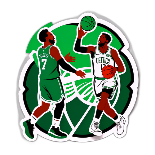 Ilustração de um Jogo Intenso entre os Nets e os Celtics
