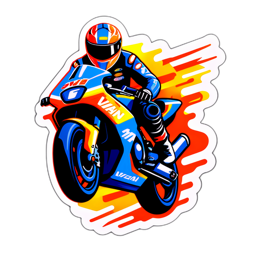 Sticker van Gian van Veen met motoronderdelen en dynamische raceachtergrond