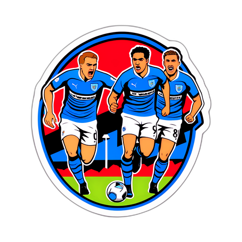 Наклейка з динамічною сценою матчу Віган Вондерерс і Фулгем з емоціями фанатів