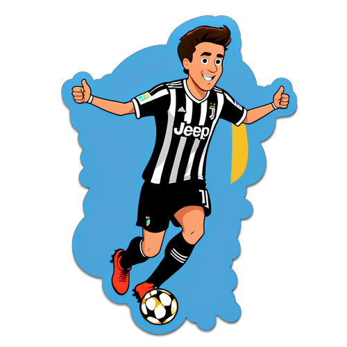 Sticker de un jugador de Juventus celebrando un gol