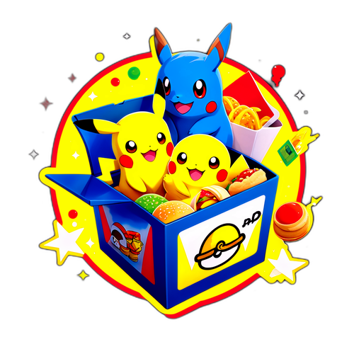 マクドナルドのポケモンカードボックスを開ける楽しいイラスト