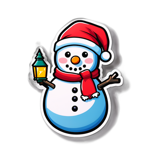 Schattige sneeuwman met kerstverlichting