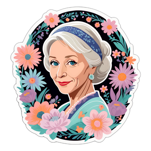 Helen Mirren obklopená květinami