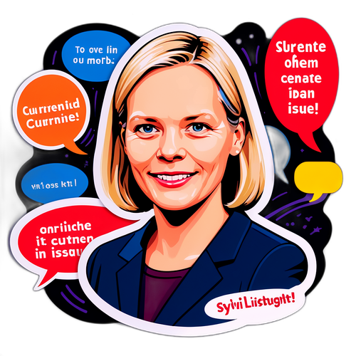 Sticker av Sylvi Listhaug med talemeldinger