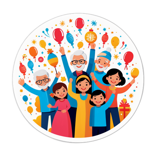 欢庆新年的家庭氛围