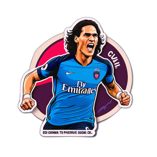Calcomanía de Edinson Cavani celebrando un gol decisivo